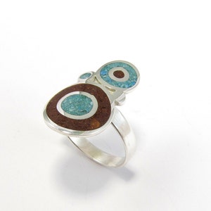 Bubbles Ring - Sterling Silver 925 - Color Bubbles Stone Inlay - Gift for Her - Statement Ring Geometric Jewelry