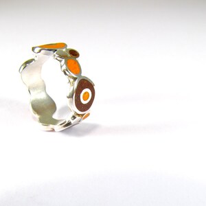 Color Bubbles Sterling Silver Ring Orange Bubbles Color Stone Inlayed Gift for Her Colorful Ring image 2