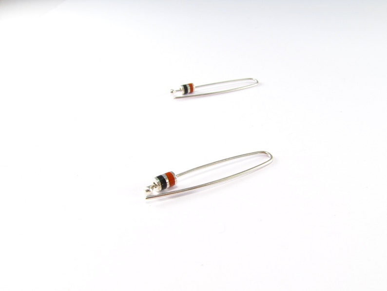 Minimal Earrings, Maroon and Black Sterling Silver image 3