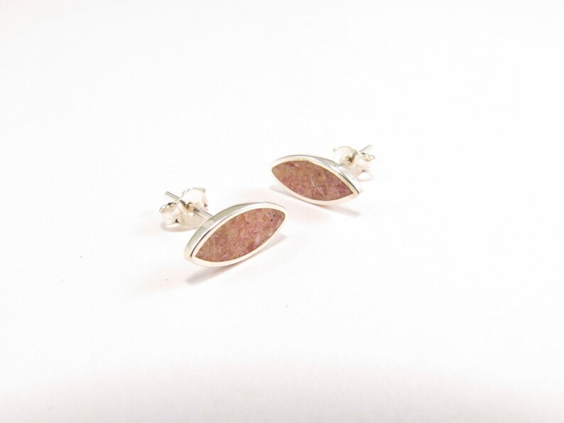 Pink Earrings Sterling Silver Ear Studs Inlay Stone Jewelry image 2