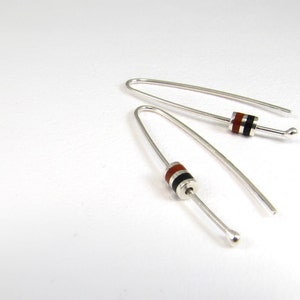 Minimal Earrings, Maroon and Black Sterling Silver image 2