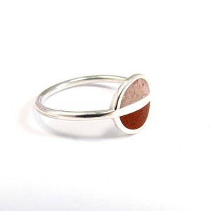 Sterling silver minimal ring pink inlay stone