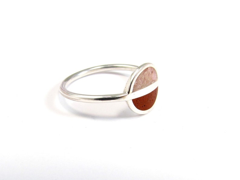 Sterling silver minimal ring pink inlay stone