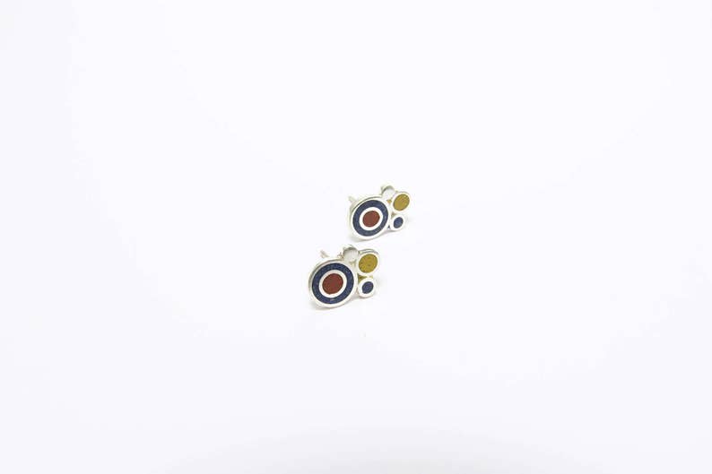 Bubbles Studs Color Sterling Silver 925 Circles Earrings image 2