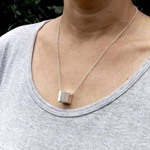 Sterling Silver Pendant CUBE Contemporary Jewelry Chain Included Gift for Her image 8
