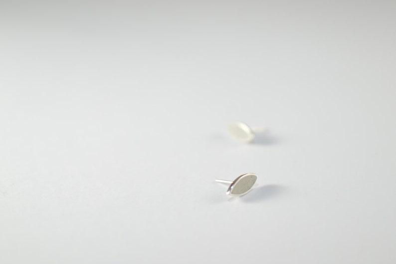 White Post Earrings Sterling Silver 925 Ear Studs image 2