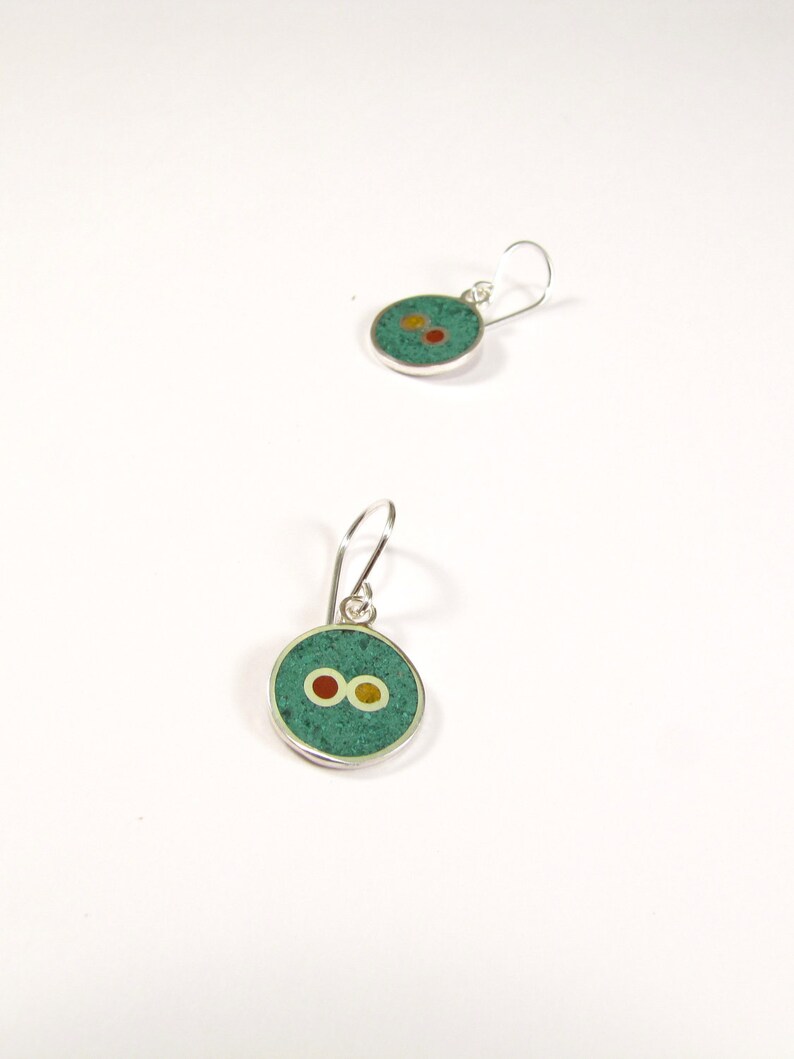 Green Earrings Sterling Silver 925 Color Stone Minimal Jewelry Design Perfect Jewelry Gift for Her image 5