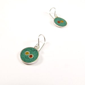 Green Earrings Sterling Silver 925 Color Stone Minimal Jewelry Design Perfect Jewelry Gift for Her image 1