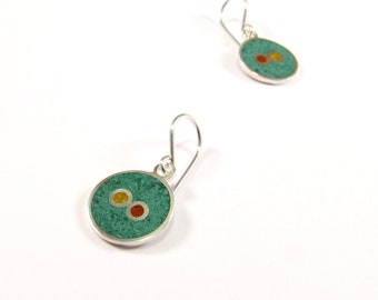 Green Earrings - Sterling Silver 925 - Color Stone Minimal Jewelry Design - Perfect Jewelry Gift for Her