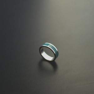 Turquoise Wedding Band Sterling Silver Engagement Ring Turquoise Stone Inlay Naturally Colored Engagement Ring 6mm