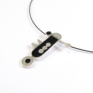 Colgante de plata de ley - blanco y negro - regalo hecho a mano para ella