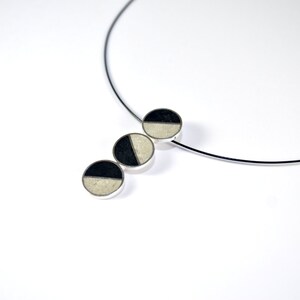 Sterling Silver Pendant: Geometric Black & White Necklace