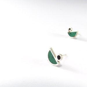 Green Ear Studs Sterling Silver 925 Color Earrings image 3