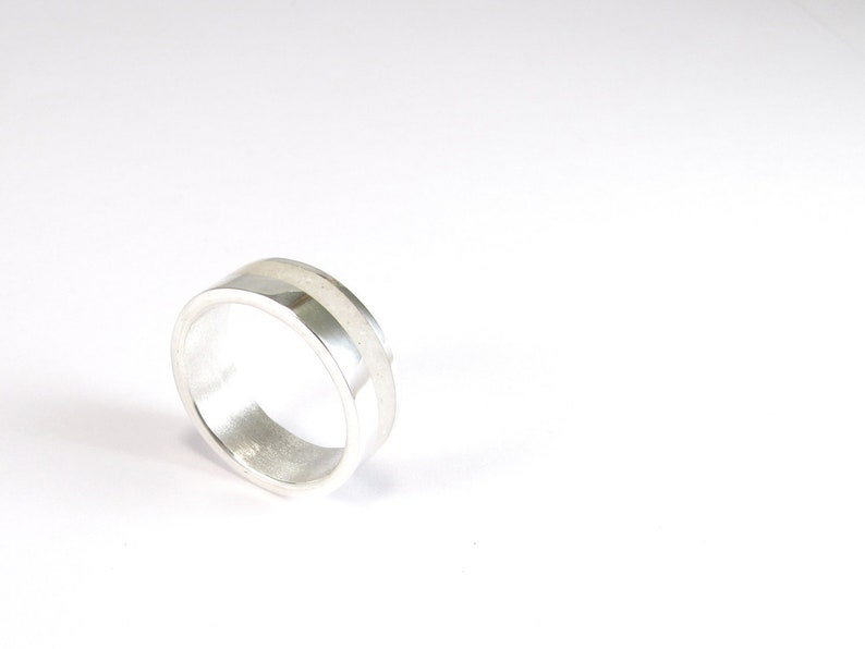 White Wedding Band Sterling Silver Minimal Unisex Ring Engagement Ring
