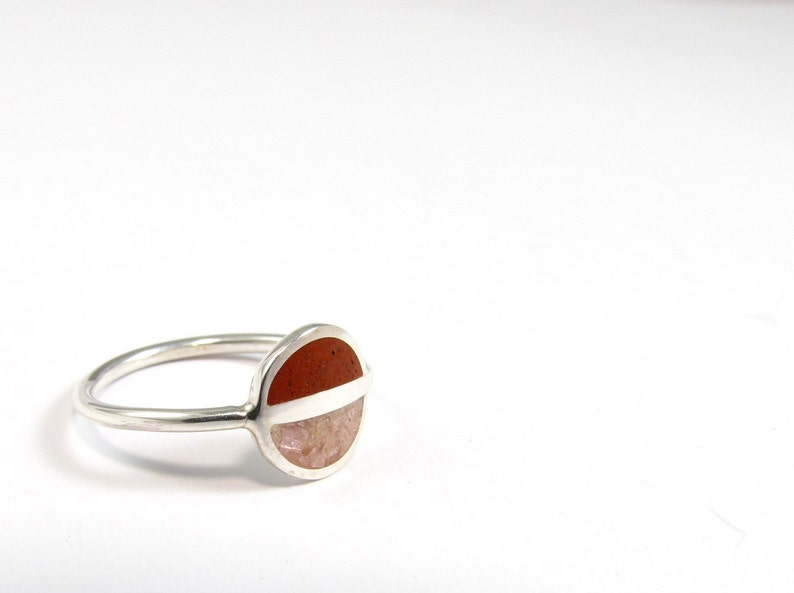 Sterling silver minimal ring pink inlay stone