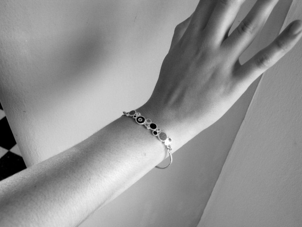 Sterling Silver Bracelet Black and White Bubbles Modern Etsy