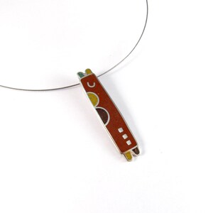 Sterling Silver Pendant: Colorful Crushed Stone Design, Modern Jewelry