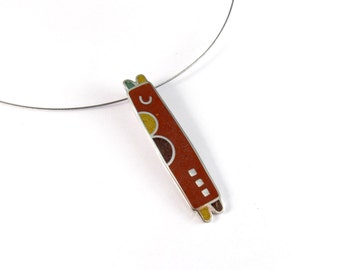 Sterling Silver Pendant - Colorful Design - Handmade Gift for Her - Contemporary Jewelry