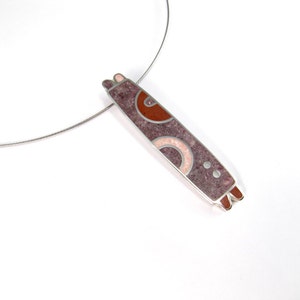 Pink and Purple Pendant - Sterling Silver 925 - Color Stone Inlay