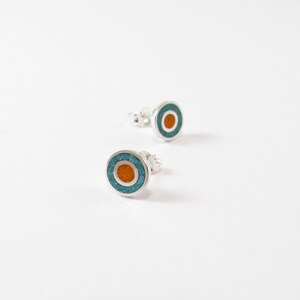 Circles Color Studs Sterling Silver 925 Inlay Stone image 5