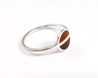 Minimal Ring - Saturn - Sterling Silver 925 - Brown Colors - Gift for Her - Geometric Contemporary Minimalist Design