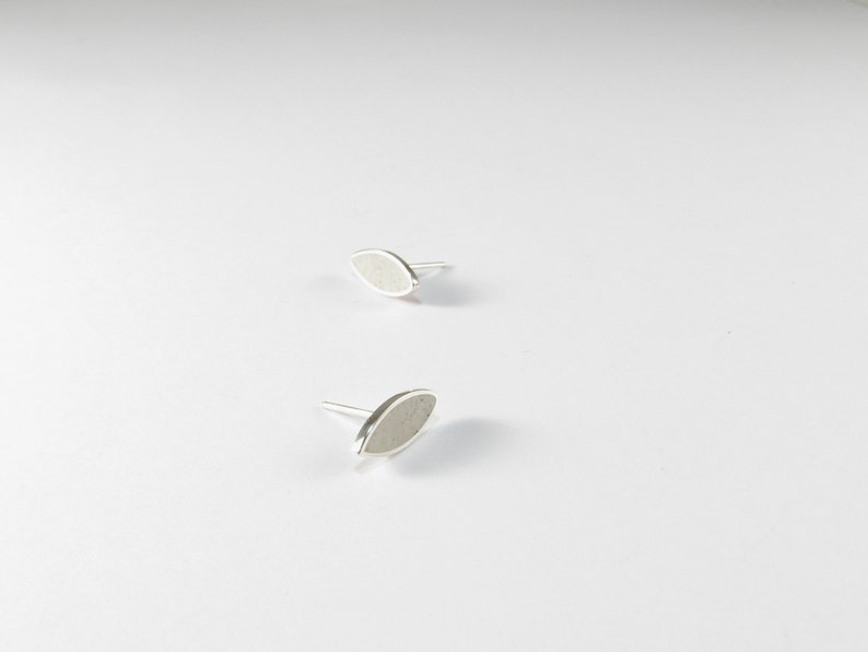 White Post Earrings Sterling Silver 925 Ear Studs image 1