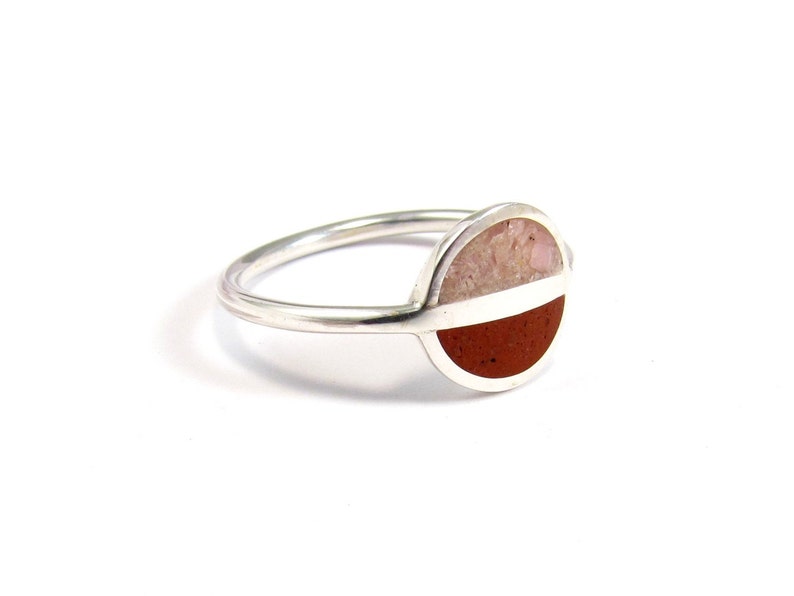 Sterling silver minimal ring pink inlay stone