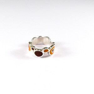 Color Bubbles Sterling Silver Ring Orange Bubbles Color Stone Inlayed Gift for Her Colorful Ring image 4