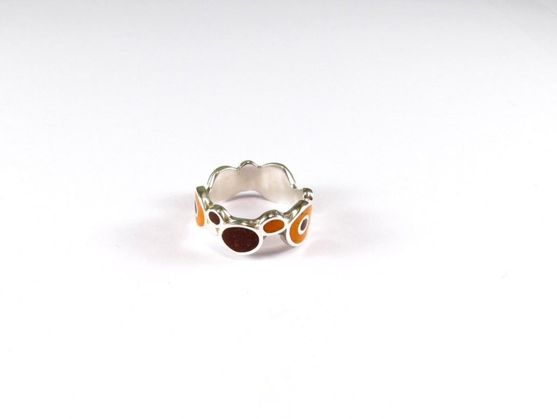 Color Bubbles Sterling Silver Ring Orange Bubbles Color Stone Inlayed Gift for Her Colorful Ring image 4