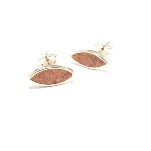 Pink Earrings Sterling Silver Ear Studs Inlay Stone Jewelry image 4