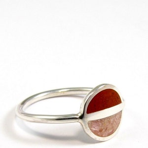 Sterling silver minimal ring pink inlay stone