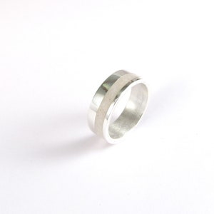 White Wedding Band Sterling Silver Minimal Unisex Ring Engagement Ring