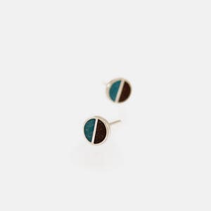 Sterling Silver Ear Studs Turquoise Minimal Earrings image 2