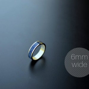 Blue Wedding Band, Sterling Silver 925, Lapis Stone Inlay, Something Blue, Naturally Colored Rings, Lapis lazuli Inlaid Stone