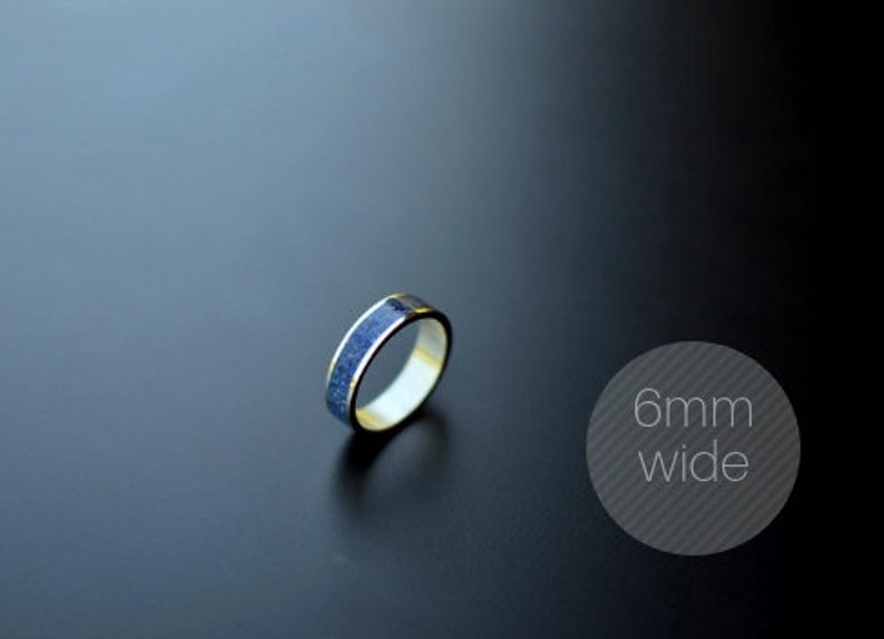 Blue Wedding Band, Sterling Silver 925, Lapis Stone Inlay, Something Blue, Naturally Colored Rings, Lapis lazuli Inlaid Stone