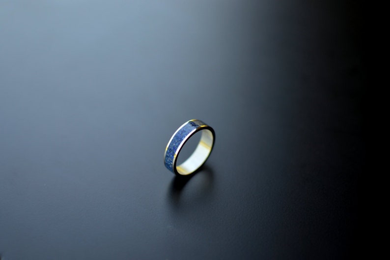 Blue Wedding Band, Sterling Silver 925, Lapis Stone Inlay, Something Blue, Naturally Colored Rings, Lapis lazuli Inlaid Stone