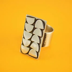 Sterling Silver Brutalist Ring - Contemporary Scandinavian Jewelry - Modernist Design