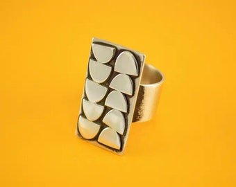 Sterling Silver Brutalist Ring - Contemporary Scandinavian Jewelry - Modernist Design