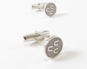 White Cufflinks - Sterling Silver 925 - Wedding Jewelry - Minimal Design