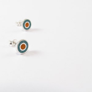 Circles Color Studs Sterling Silver 925 Inlay Stone image 4