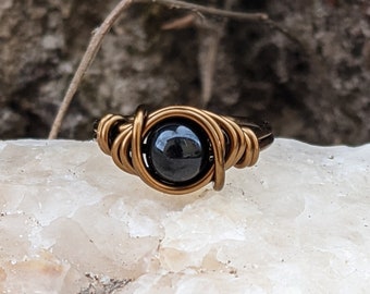 Black Onyx Ring -  Custom size Rings - Black onyx Jewelry - Antique Brass Ring