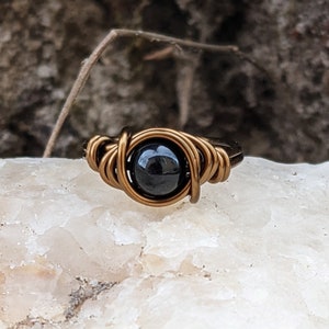 Black Onyx Ring -  Custom size Rings - Black onyx Jewelry - Antique Brass Ring