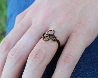 Wire Wrapped Infinity Ring, Custom Size Antique Brass Promise Ring - Mother's Day Gift - bridal jewelry - Bridesmaid Gift