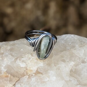 Tourmaline Crystal Ring Size 4  - Earthy Raw Stone Jewelry - Boho Rings
