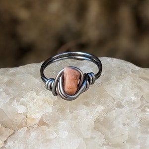 Pink Tourmaline Crystal Ring Size 7 Earthy Jewelry Crystals For Protection