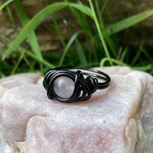 Rose Quartz Ring Gothic Jewelry Crystal Purple and Black image 2