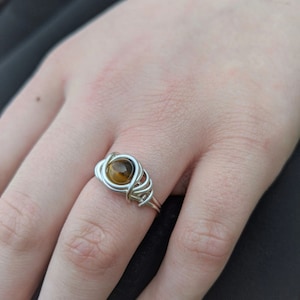 Genuine Tigers Eye Ring - Silver Plated and Real Gemstone Jewelry for Woman by Distorted Earth