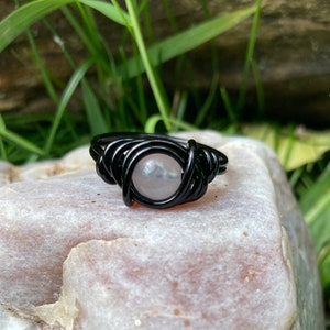 Rose Quartz Ring Gothic Jewelry Crystal Purple and Black image 7