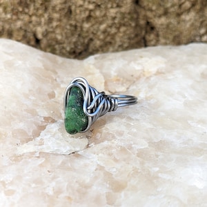 Ruby in Zoisite Ring Size 8 - Earthy Jewelry - Boho Rings - OOAK Raw Stone