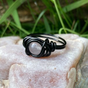 Rose Quartz Ring Gothic Jewelry Crystal Purple and Black image 5